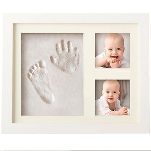 Bubzi Co. Air-Drying Clay Baby Handprint Kit & Footprint Photo Frame